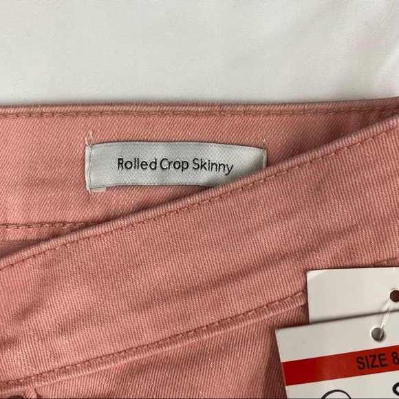 Jessica Simpson Rolled Crop Skinny Mid Rise Peach Color Denim Jeans  Sz 8 - Picture 6 of 10